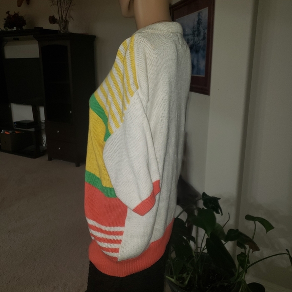 Quail Crossing L vintage open knit sweater Peter pan collar home sweet home - Picture 4 of 8